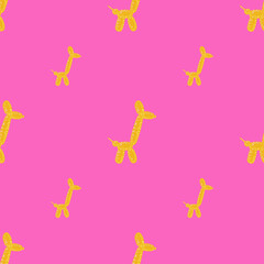 Seamless pattern balloon dogs. Background of circus bubble animal in doodle style.