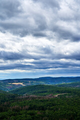 Fototapeta na wymiar Dramatic Clouds hanging over Harz Mountains