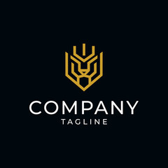 elegant king lion with stylish graphic design logo illustration