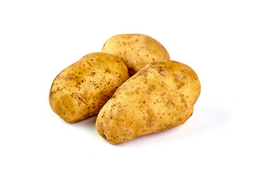 Young Fresh potatoes, organic potato, isolated on white background.
