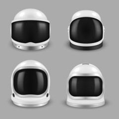 Collection realistic astronaut helmet with protective glass different shape vector illustration © Aleksandr