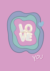 Vector greeting card I love you. 