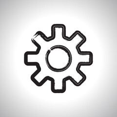 Ink painter gear settings vector icon. Flat sign for mobile concept and web design.