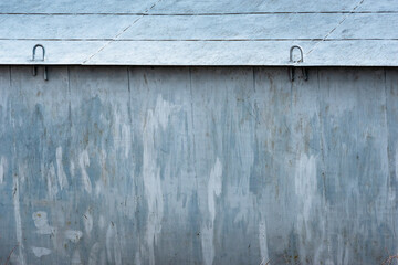 Metal garage, building with a metal roof (copy space).