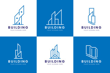 Collection of building architecture sets, real estate logo
