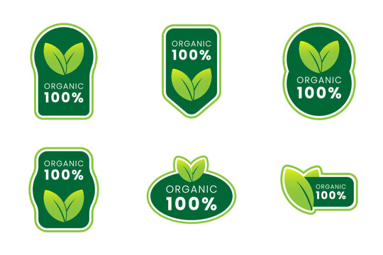 Organic food logo and label certified collection