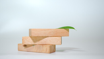 wooden block on wood background planning in business model