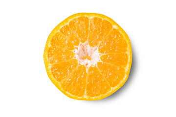 Close-up of orange group in isolated white background with path. Half orange.