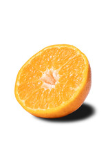 Close-up of orange group in isolated white background with path. Half orange.