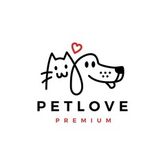 Dog Cat Pet Love Logo vector icon illustration