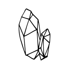 Hand drawn magical crystal vector line doodle illustration