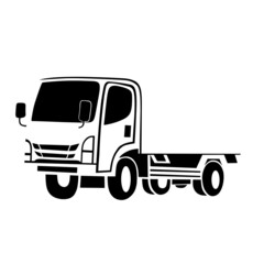 Car silhouette vector of big cargo truck