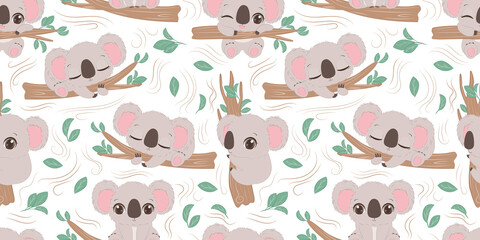 Cute koala seamless pattern for children fabric © ariosbeth