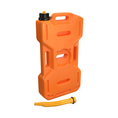 Large expedition fuel canister in orange on a white background, 3d render