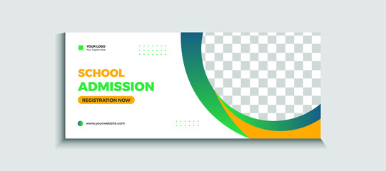 Back to school admission web banner or social media template Vector