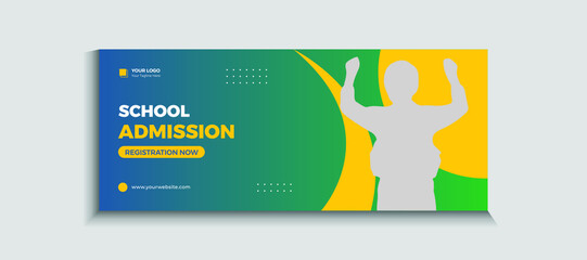 Back to school admission web banner or social media template Vector