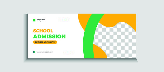 Back to school admission web banner or social media template Vector
