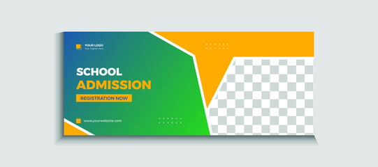 Back to school admission web banner or social media template Vector