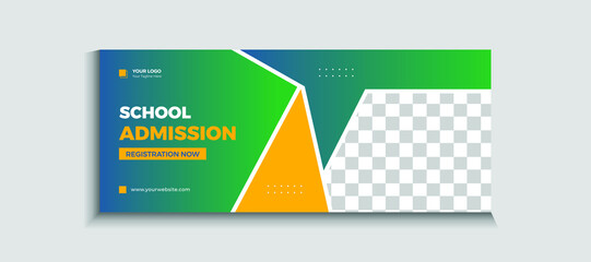 Back to school admission web banner or social media template Vector