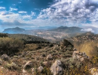 Sicilian Spring Coastal Hills on a lovely spring day in Italy, Europe