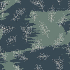 Seamless pattern with light twigs and dark spots. Vector.