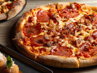 pizza with pepperoni and sausage