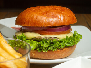 hamburger on a plate