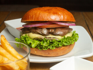 burger with mushrooms