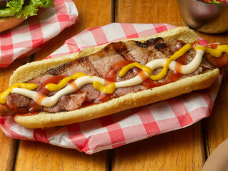 hot dog with mustard