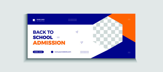 Back to school admission web banner or social media template Vector