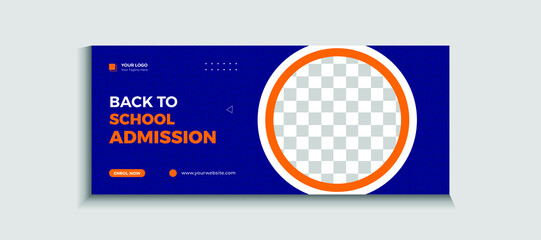 Back to school admission web banner or social media template Vector