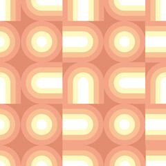 Circles and arches vintage 70s vibes seamless pattern