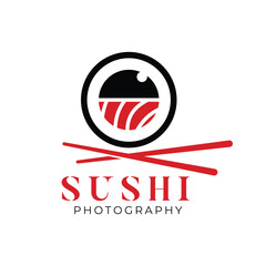 Logo for sushi photography. Japanese Restaurant, Japanese Food, Photography Studio vector logo