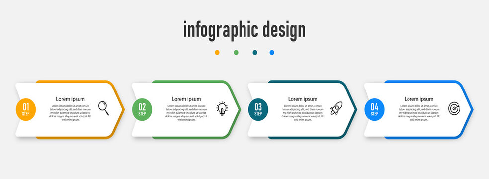 
Business infographics template. timeline with 4 steps, options. can be used for workflow diagram, info chart, web design. vector illustration.