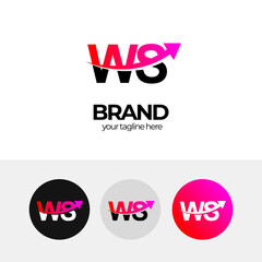 business logo design, Letter W and S Logo, WS logo design for business, arrow, scale Up, Increase business