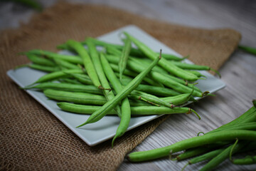 haricot vert,fond rustique