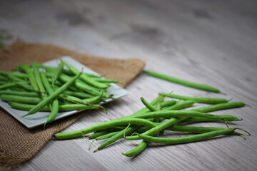 haricot vert,fond rustique