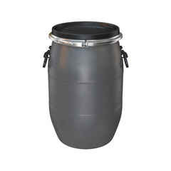 Plastic barrel side view gray on white background, 3d render