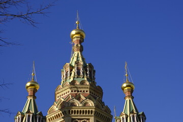 Fototapeta na wymiar Cathedral of Saints Peter and Paul, Peterhof, St. Petersburg