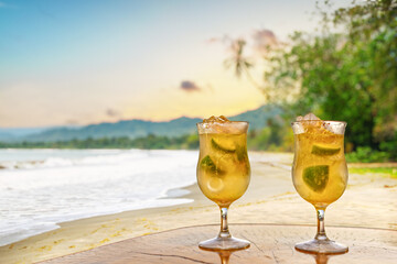 two mojitos with blur background