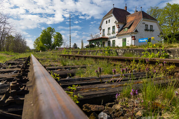 Old railway station in Hevlín, Southern Moravia, Czech Republic