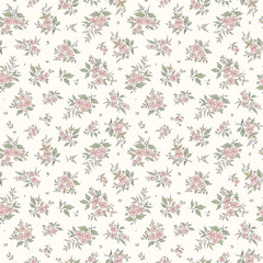 Vector seamless pattern. Pretty pattern in small flowers. Small pink flowers. White background. Ditsy floral background. The elegant the template for fashion prints. Stock vector.