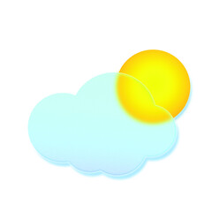 Transparent cloud in force glass morphism. The sun behind the cloud. Vector.