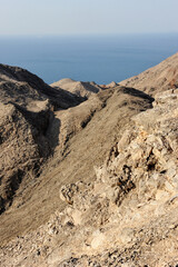Walk through the mountains near the Gulf of Eilat Red Sea in Israel
