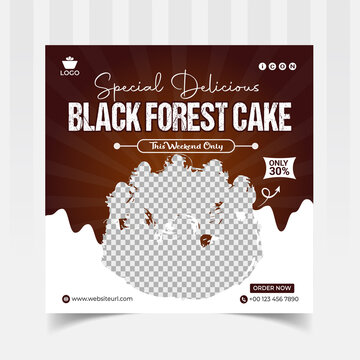 Delicious Chocolate Cake Social Media Banner And Instagram Post Design Template