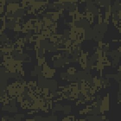 Fototapeta na wymiar Camouflage pixel seamless military pattern, digital background. Ornament