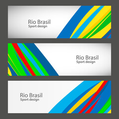 Set banners in colors of Brazil flag. Vector color concept