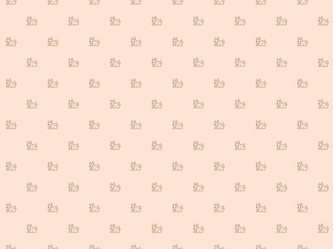 Cute white pixel rabbit background - high res seamless pattern