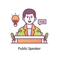 Public Speaker vector Filled Outline Icon Design illustration. Training Symbol on White background EPS 10 File