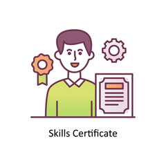 Skills Certificate vector Filled Outline Icon Design illustration. Training Symbol on White background EPS 10 File